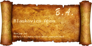 Blaskovics Absa névjegykártya